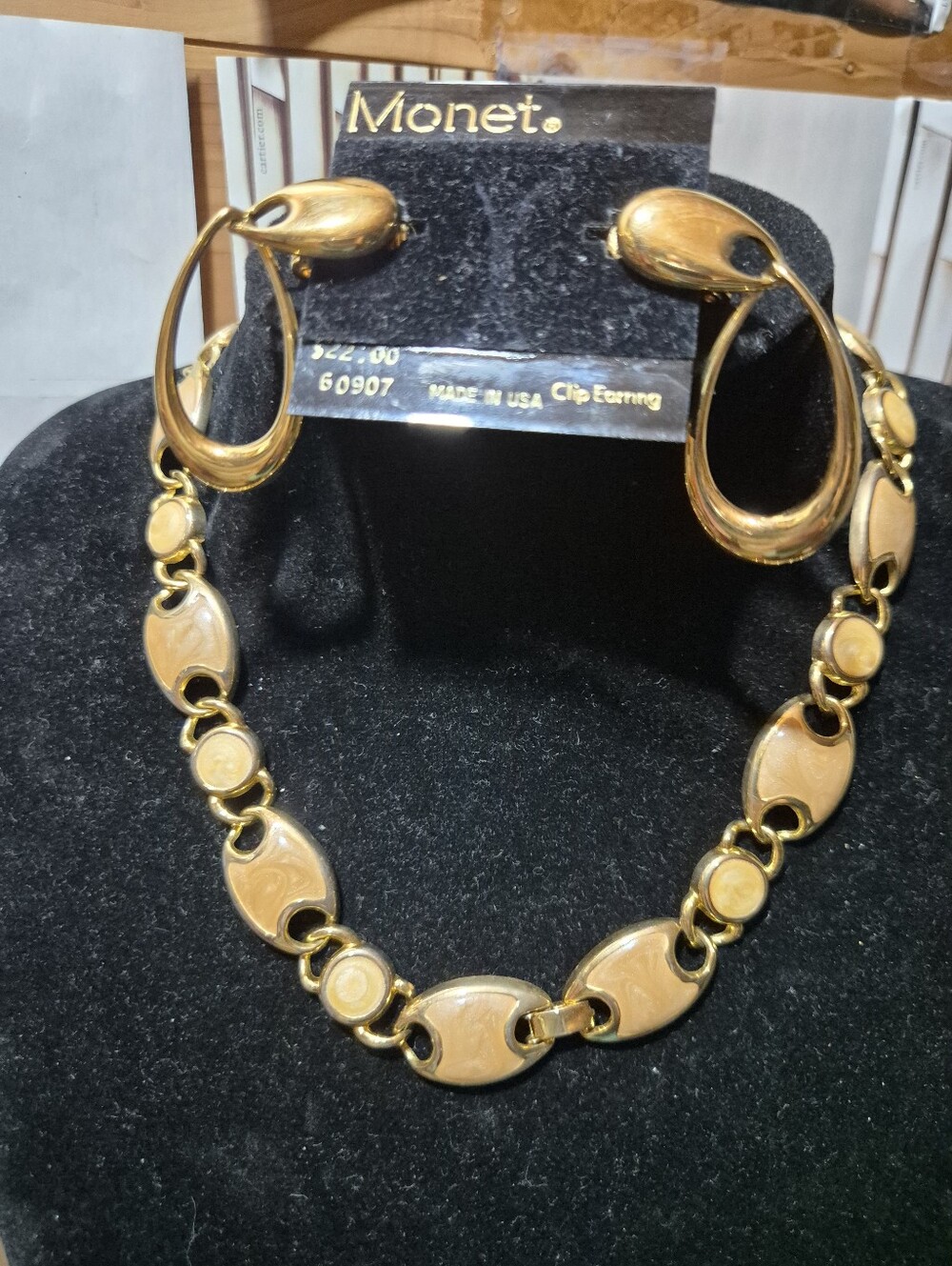 Monet Enamel Tan Necklace Set